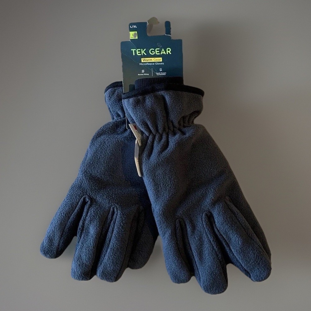 Tek Gear Mens Gray Black Touch Screen Compatible Thinsulate Gloves Sz L/XL  NWT